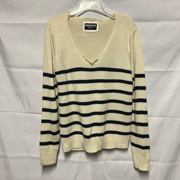 Amnesia Other - Amnesia Men's Striped V-Neck Pullover Knit Sweater Size Medium